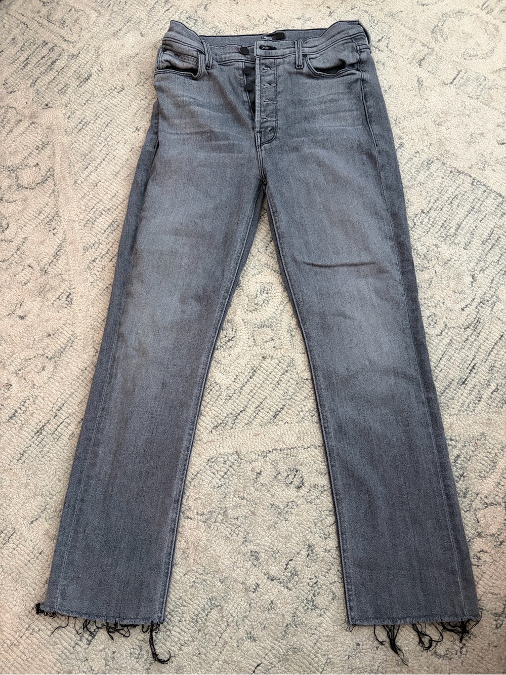 MOTHER Charcoal Gray Slim Straight Jeans